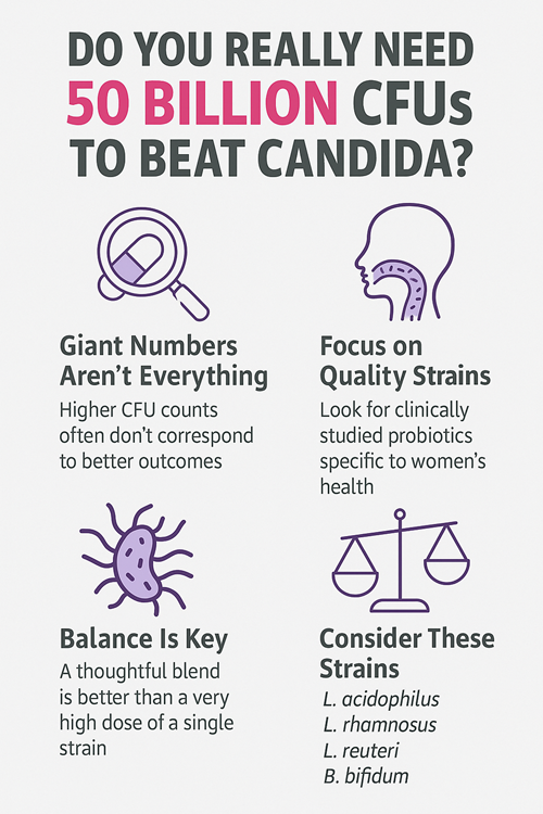 Do You Really Need 50 Billion CFUs to Beat Candida? infographic vaginal microbiome